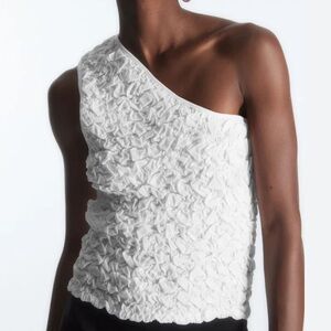 COS Smocked one shoulder tank top